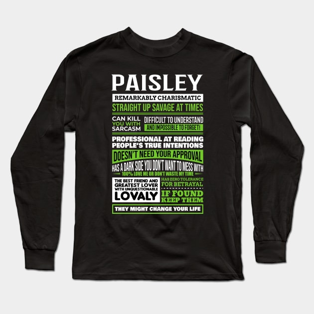 Paisley Long Sleeve T-Shirt by Ban Guns Not Books- Typography fullcolor